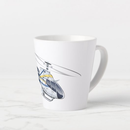 Cartoon Helikopter Latte Mok (Rechterhoek)