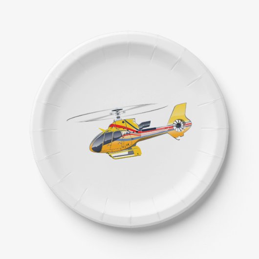 Cartoon Helikopter Papieren Bordje (Voorkant)