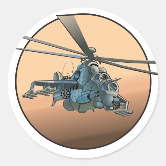Cartoon helikopter ronde sticker (Voorkant)