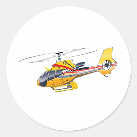 Cartoon Helikopter Ronde Sticker (Voorkant)