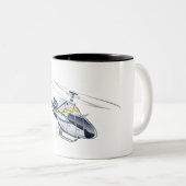 Cartoon Helikopter Tweekleurige Koffiemok (Voorkant rechts)