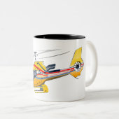 Cartoon Helikopter Tweekleurige Koffiemok (Voorkant rechts)