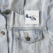 Cartoon Helikopter Vierkante Button 5,1 Cm (In situ)
