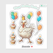 Cartoon Hen Chcken - Happy Birthday gepersonalisee Sticker (Vel)