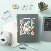 Cartoon Hen Chcken - Happy Birthday gepersonalisee Sticker (iPad Cover)
