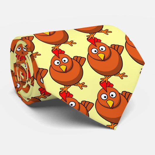 Cartoon Hen Chicken Rooster Stropdas (Opgerold)