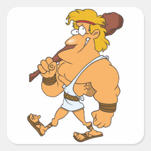Cartoon Hercules Griekse mythologie held met knots Vierkante Sticker