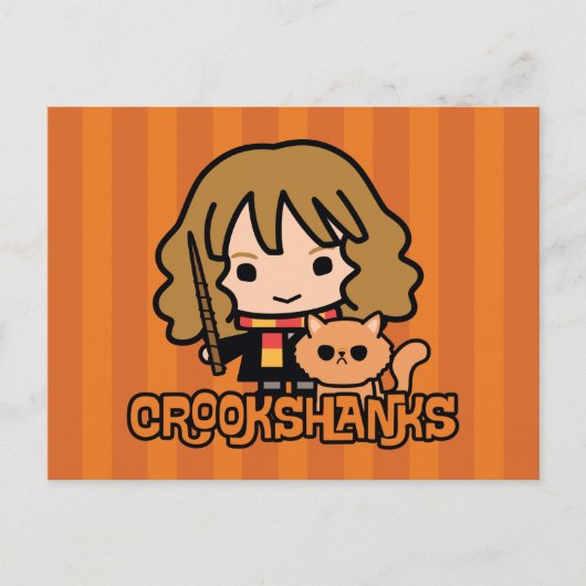 Cartoon Hermione en Crookshanks Briefkaart (Voorkant)