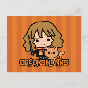Cartoon Hermione en Crookshanks Briefkaart