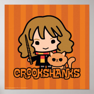 Cartoon Hermione en Crookshanks Poster