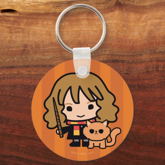 Cartoon Hermione en Crookshanks Sleutelhanger (Voorkant)