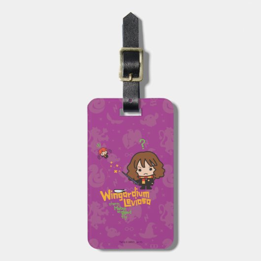 Cartoon Hermione en Ron Wingardium Leviosa Spell Bagagelabel (Voorkant verticaal)
