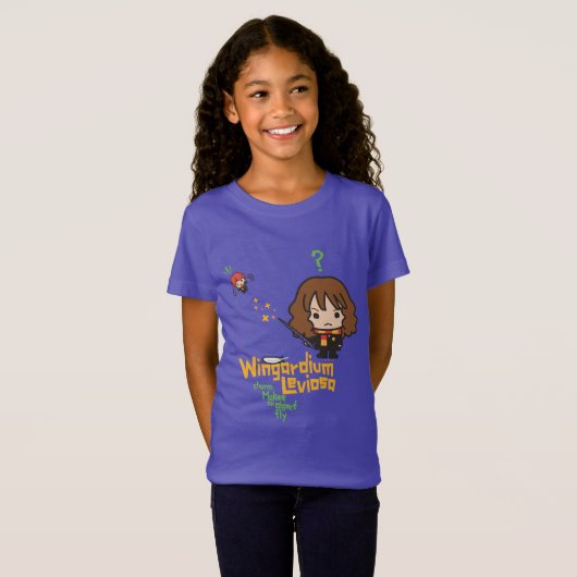 Cartoon Hermione en Ron Wingardium Leviosa Spell T-shirt (Voorkant volledig)