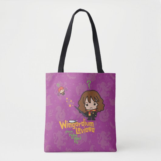 Cartoon Hermione en Ron Wingardium Leviosa Spell Tote Bag (Voorkant)
