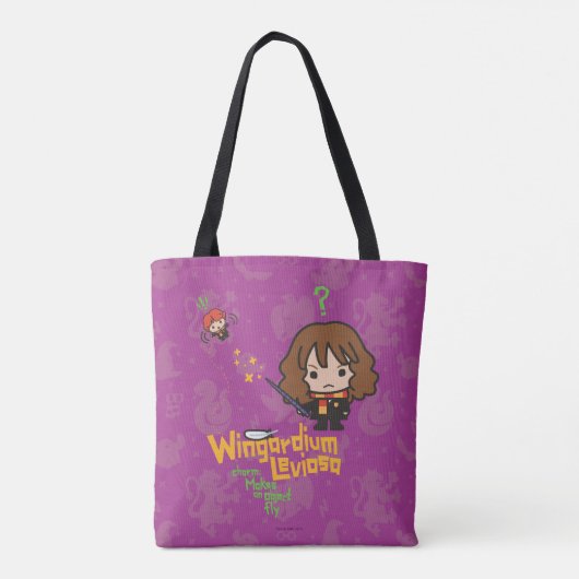 Cartoon Hermione en Ron Wingardium Leviosa Spell Tote Bag (Achterkant)