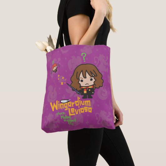 Cartoon Hermione en Ron Wingardium Leviosa Spell Tote Bag (Dichtbij)