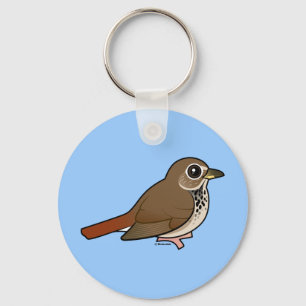 Cartoon Hermit Thrush Sleutelhanger