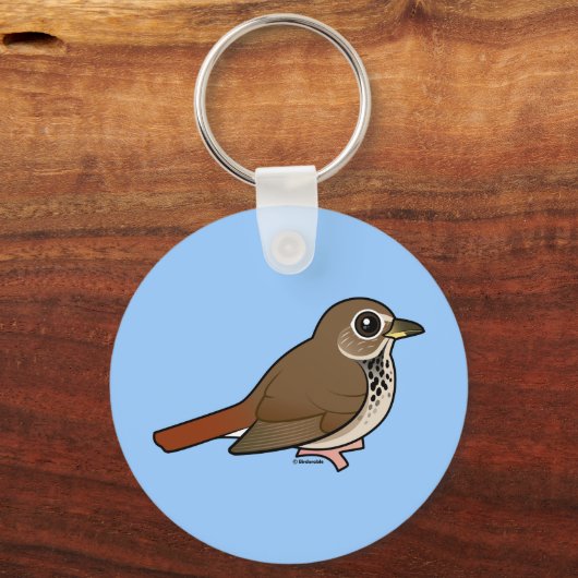 Cartoon Hermit Thrush Sleutelhanger (Voorkant)