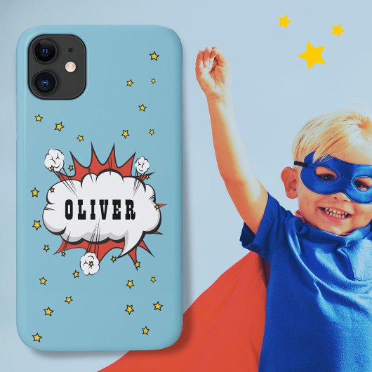 Cartoon Hero Speech Cloud Boy Naam Case-Mate iPhone Case