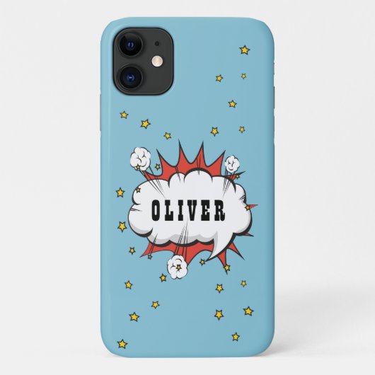 Cartoon Hero Speech Cloud Boy Naam Case-Mate iPhone Case (Achterkant)