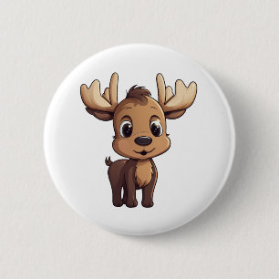 Cartoon hertenillustratie ronde button 5,7 cm