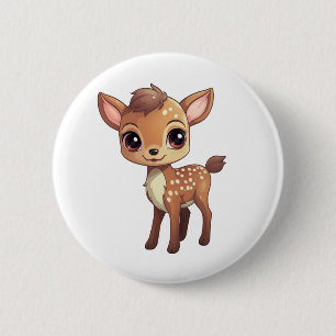 Cartoon hertenillustratie ronde button 5,7 cm