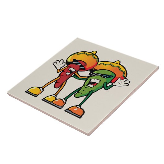 Cartoon hete pepers tegeltje (Zijkant)