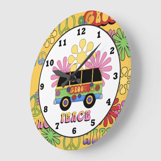 Cartoon Hippie leuke wandklok (Hoek)