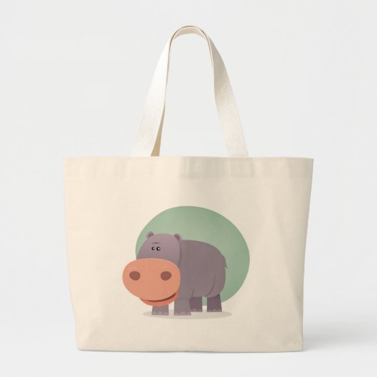 Cartoon Hippo Grote Tote Bag (Voorkant)