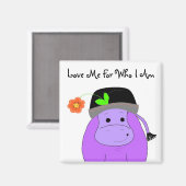 Cartoon Hippo met Gezegde Magneet (Voorkant / Achterkant)