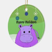 Cartoon Hippo met kerstdecoratie Keramisch Ornament (Links)