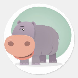 Cartoon Hippo Ronde Sticker