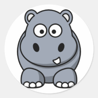 Cartoon Hippo Ronde Sticker