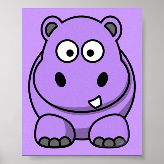 cartoon-hippo schattig vriendelijk paars poster (Voorkant)