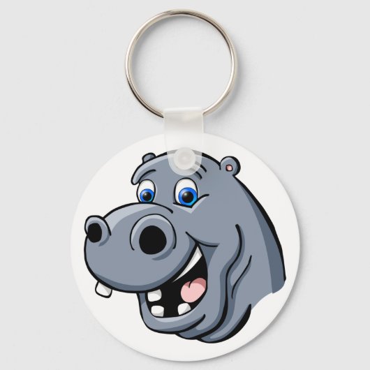 Cartoon Hippo Sleutelhanger (Voorkant)