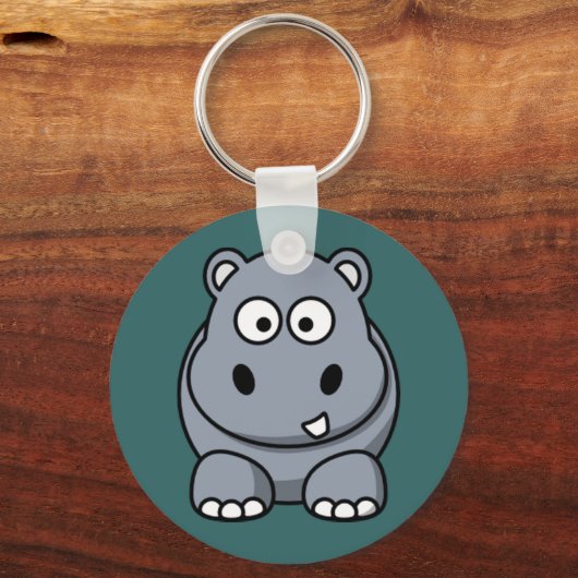 Cartoon Hippo Sleutelhanger (Voorkant)