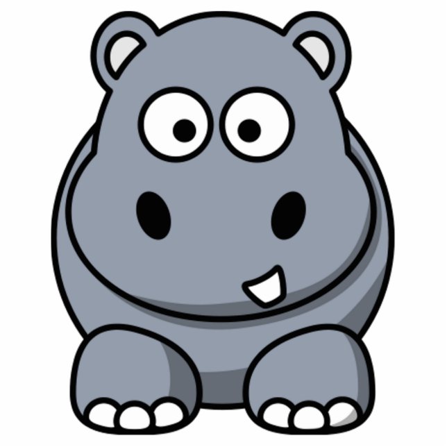 Cartoon Hippo Staand Fotobeeldje (Voorkant)