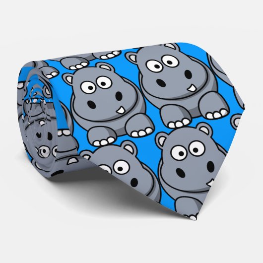 Cartoon Hippo Stropdas (Opgerold)
