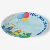 Cartoon Hippo Vieren Verjaardag bij River Papieren Bordje (Gekanteld)