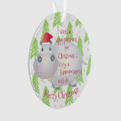Cartoon Hippopotamus Hippo Kerstmis Ornament (voorkant)