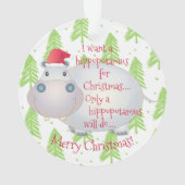 Cartoon Hippopotamus Hippo Kerstmis Ornament (achterkant)