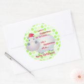 Cartoon Hippopotamus Hippo Kerstmis Ronde Sticker (Envelop)