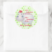 Cartoon Hippopotamus Hippo Kerstmis Ronde Sticker (Tas)