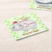 Cartoon Hippopotamus Kerstmis Kartonnen Onderzetters (Schuin)