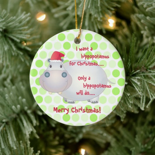 Cartoon Hippopotamus kerstornament Keramisch Ornament (Boom)