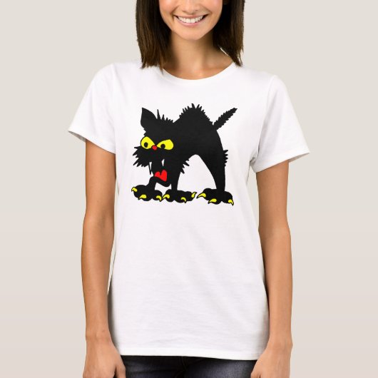 Cartoon Hissy Cat T-Shirt (Voorkant)