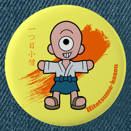 Cartoon Hitotsume-Kozo Yokai | Japanse folklore Ronde Button 5,7 Cm