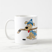 Cartoon Hockey Dog Koffiemok (Links)