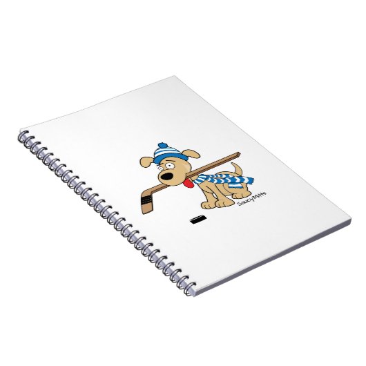 Cartoon Hockey Dog Notitieboek (Rechterzijde)