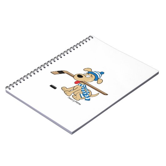 Cartoon Hockey Dog Notitieboek (Linkerzijde)